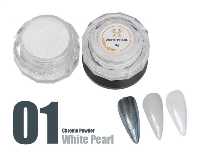 New Chrome Effects Powder Chrome # 01 White Pearl